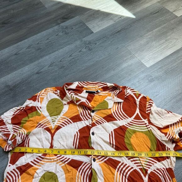 ASOS Relaxed Revere Shirt 70s Geo Print Button Down 2XL - Picture 7 of 8